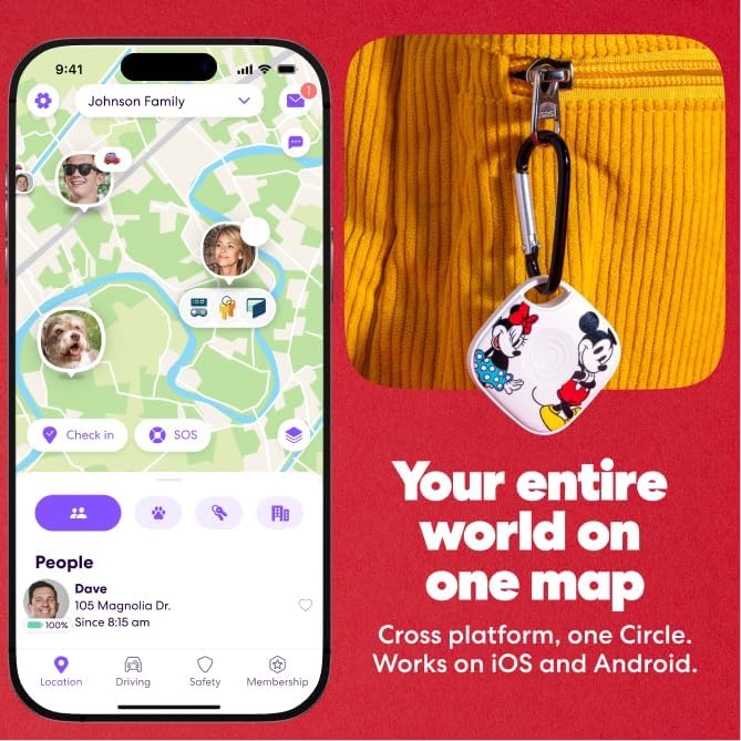 Life360 Tile - Mickey & Minnie - Bluetooth Tracker, Keys Finder and Item Locator for Keys, Bags and More. Phone Finder. Both iOS and Android Compatible. 1-Pack (White) - Image 4