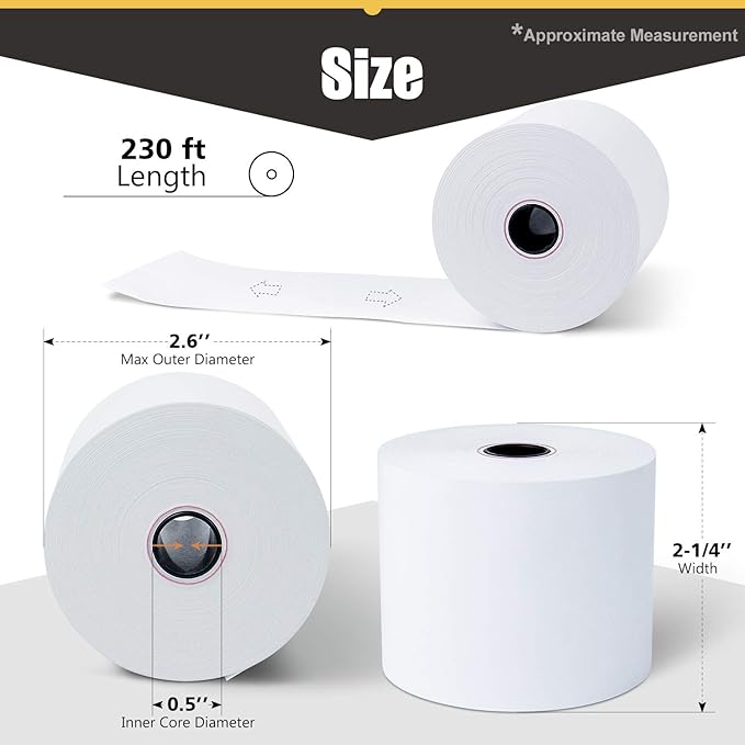 Azure Zone, Thermal Paper 2-1/4 X 230ft 200 Rolls, Fits Most POS Machines and - Image 6