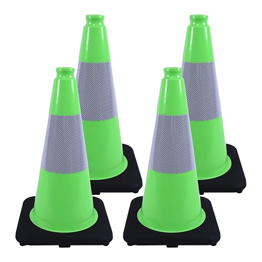 BESEA 18 Inch Fluorescent Green Traffic Cones by BeSea