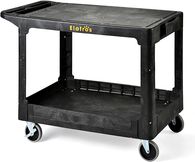 ELAFROS Large Heavy Duty Plastic Utility Cart Flat top 42.5 x 25 Inch by ELAFROS