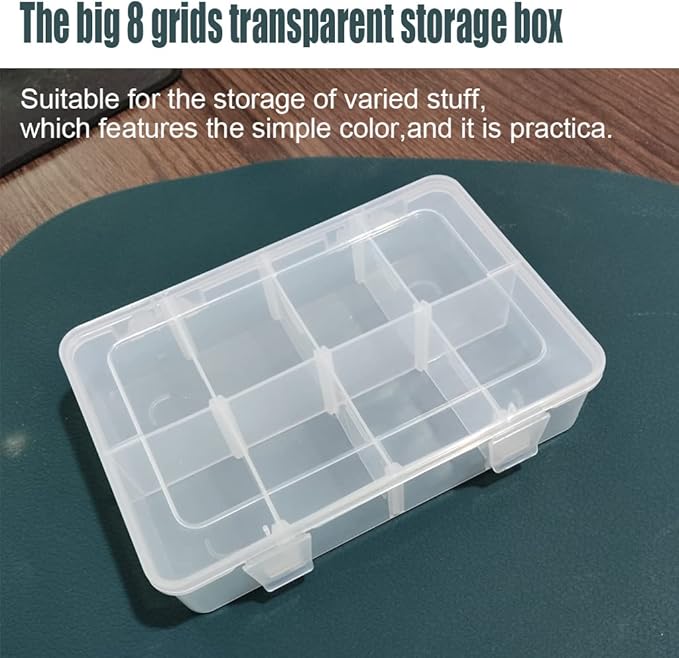 2 Pcs 8 Grids Clear Organizer Box Plastic Storage Container - Image 4