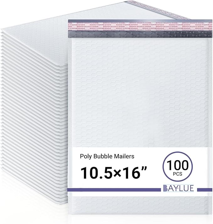 White 10.5x16 Inch Large Poly Bubble Mailers #5 | Padded Envelopes by BAYLUE