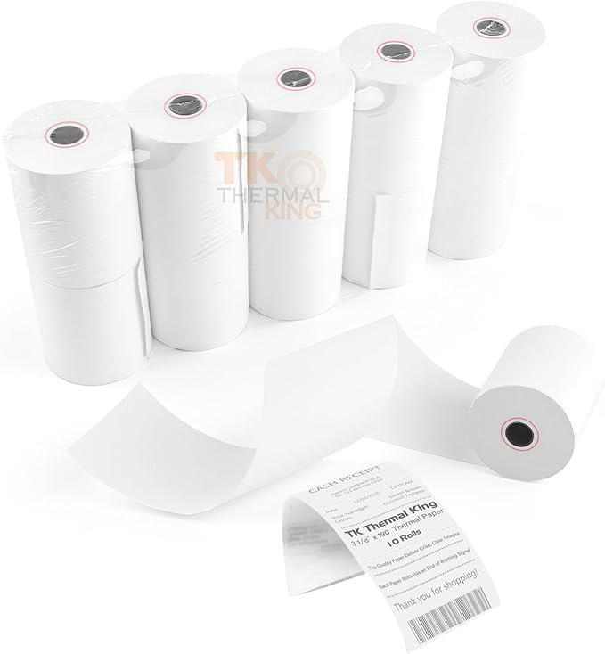 3 1/8" x 190' Thermal Paper, POS Receipt Paper by TKThermalKing
