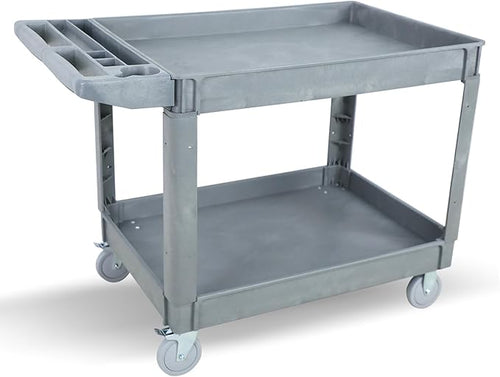 2 Tier Rolling Utility Cart on Wheels, 1000 lbs Capacity Plastic Service Cart by Tooremine