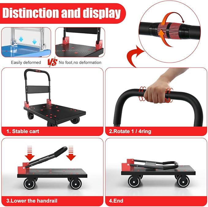 WUD Heavy-Duty Folding Platform Cart – Reinforced 35.4″ × 23.6″, 1323 lb - Image 4