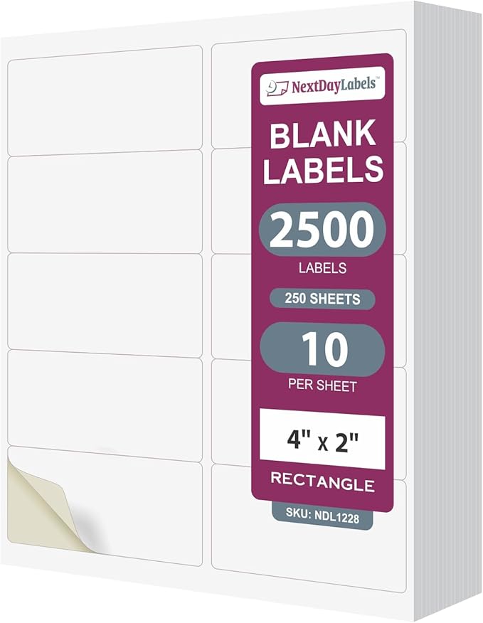 NextDayLabels – 4” x 2” Rectangular Sticker Labels by NextDayLabels