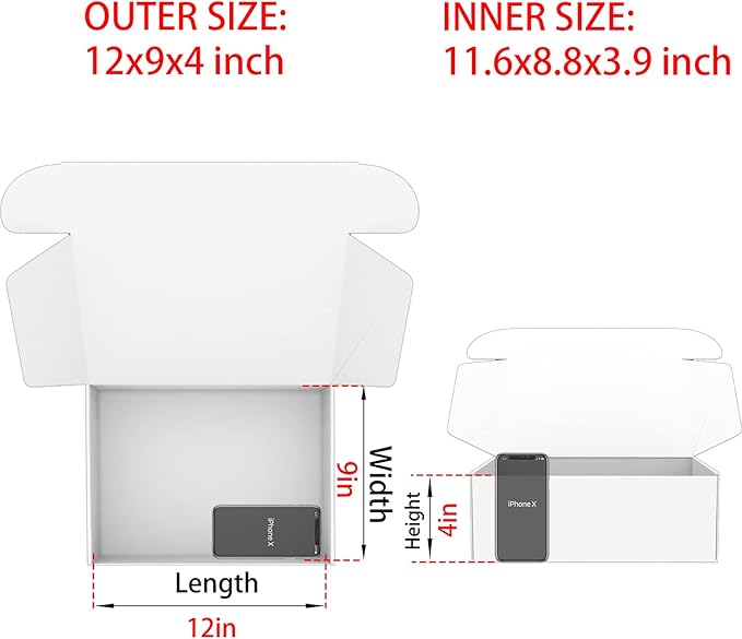 Black Shipping Boxes for Small Business Pack of 20-12x9x4 inches Cardboard - Image 2