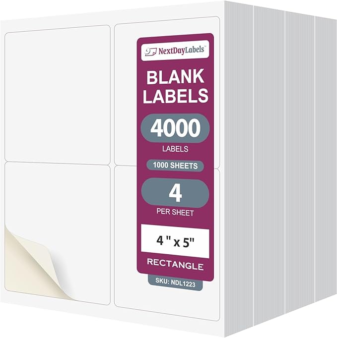 NextDayLabels – 4” x 5” Rectangular Sticker Labels by NextDayLabels