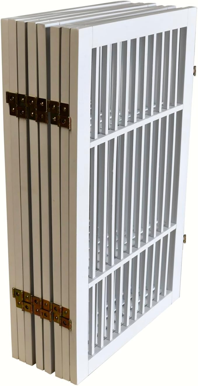 Pet Dog Gate Strong and Durable Freestanding Folding Acacia Hardwood Portable - Image 4