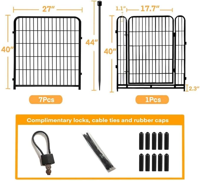 Garden Fencing 40 inch High, 8 Panels Total 17.7 Ft, Gate 17.7 Inches Wide - Image 3