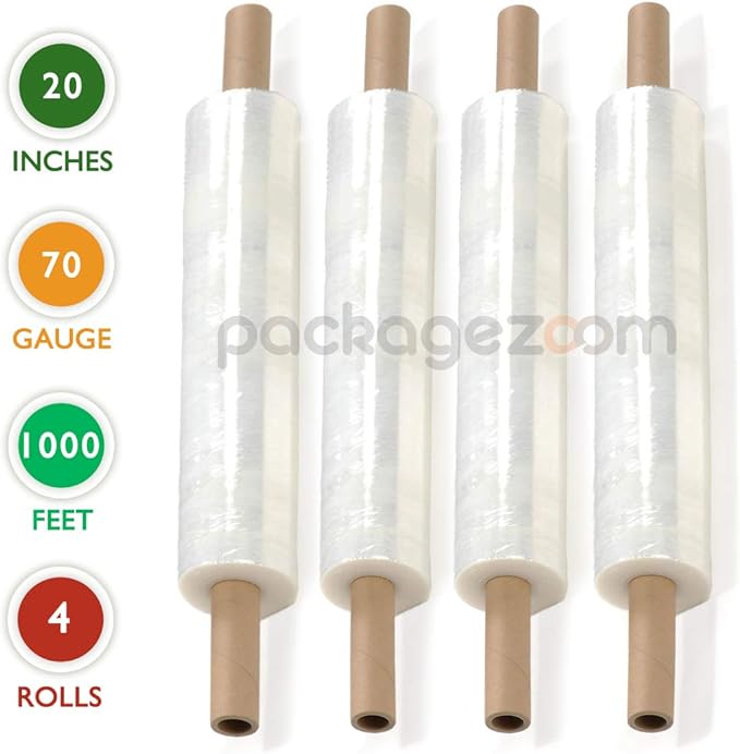 4 Rolls 20” x 1000 FT Stretch Wrap 72 Gauge Packing Wrap - Image 2