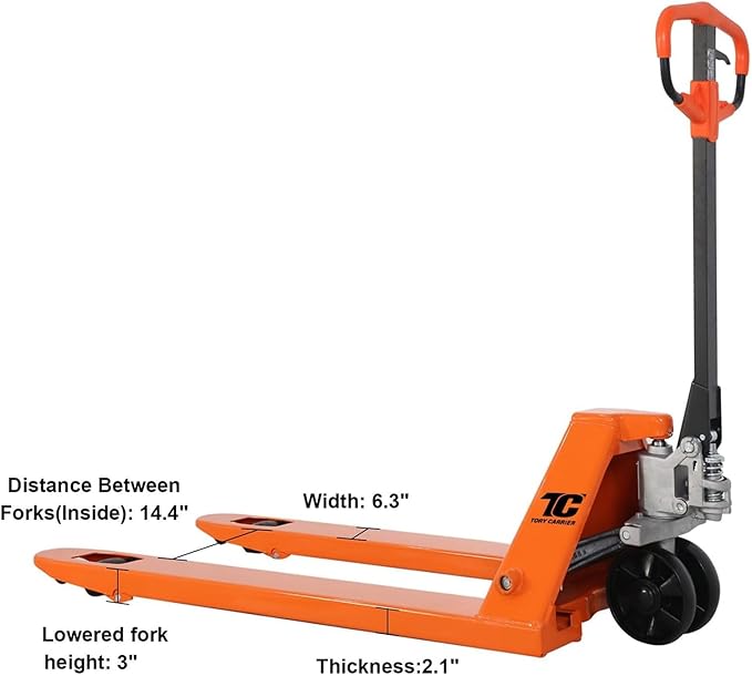 Tory Carrier Pallet Jack Hand Truck Manual Pallet Jacks 5500-Lb. Capacity - Image 3