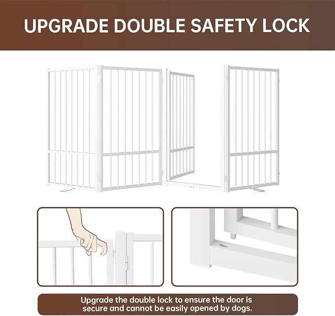4 Panels Full Metal Freestanding Dog Gates - Image 6
