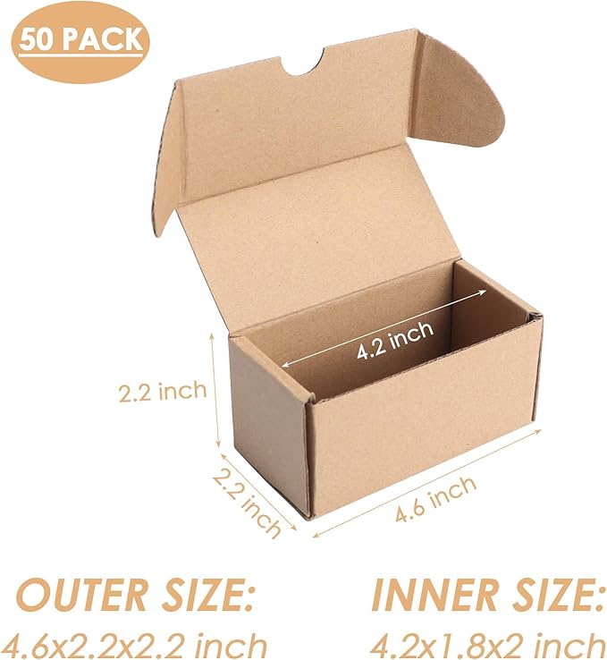 PHAREGE 4.6x2.2x2.2 inch Shipping Boxes Bulk 50 Pack Brown, Tab Lock Tuck Top - Image 2