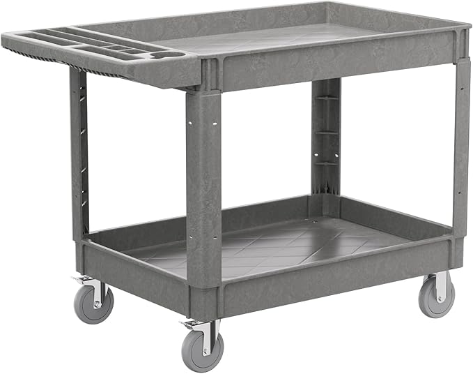 2-Tier Rolling Tool Cart, Heavy-Duty Plastic Service Cart by Unknown