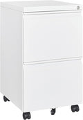 2 Drawers File Cabinet with Lock Metal Vertical File Cabient with Wheels Mobile by BYNSOE