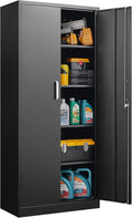Garage Storage Cabinet with 2 Lockable Doors, Adjustable Shelves Metal Storage by Unknown