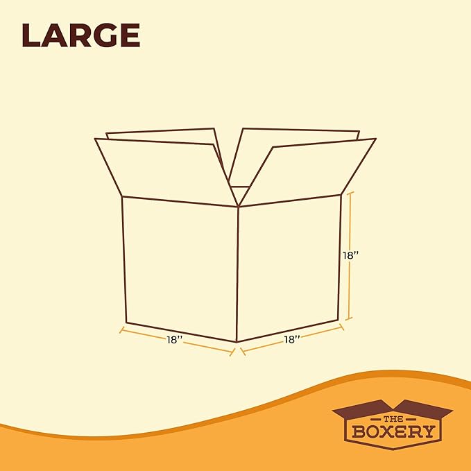 The Boxery Moving Boxes 10-Pack Large | 18x18x18 inch Brown/Kraft Corrugated - Image 3