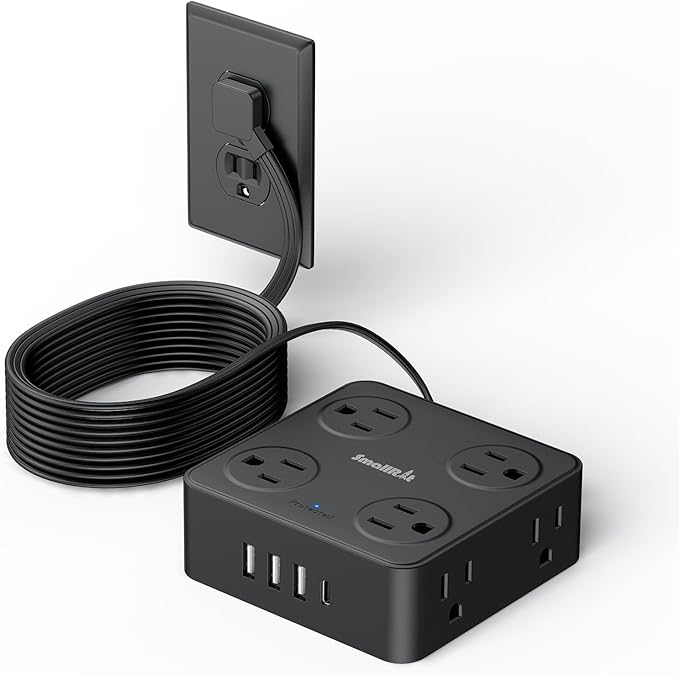 10Ft Power Strip with Surge Protector, 8 Outlets 4 USB Ports Extension Cord by SMALLRT