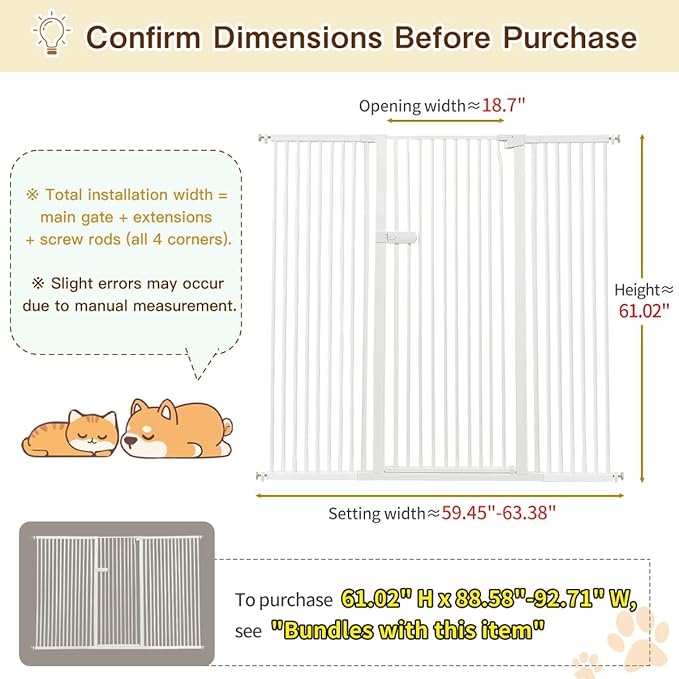 Lumizone Extra Tall Cat Gate 61.02" High Pressure Mounted Extra Wide 2025 New - Image 2