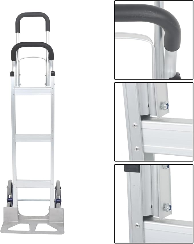findmall Aluminum Hand Truck Dolly Climbing Trolley Double Handle 550 Lbs Load - Image 5