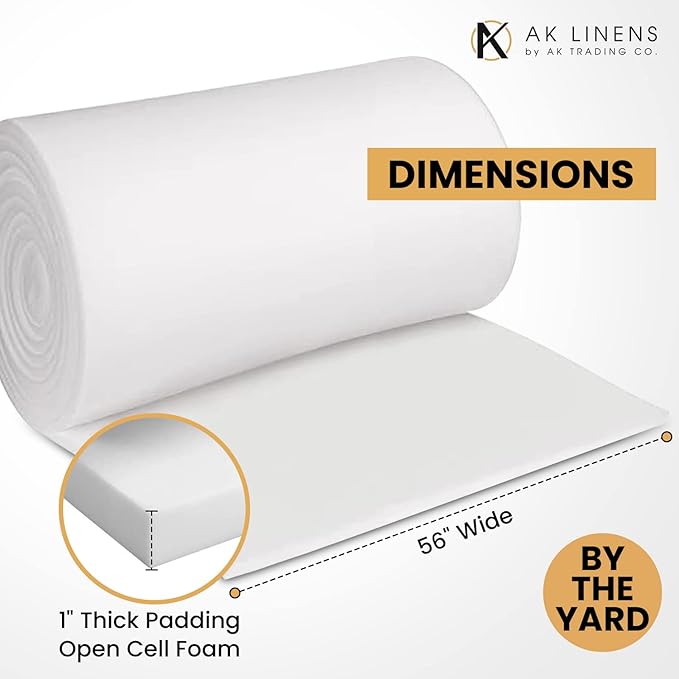 AK Trading CO. 1” Thick Open Cell Upholstery Foam Padding – 56” Wide – by The - Image 2