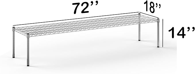 18''W x 72''L x 14''H Chrome Plated Wire Dunnage Rack | Off The Floor Storage - Image 3