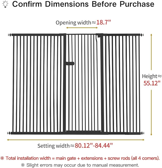 Lumizone Extra Tall Cat Gate 55.12" High Pressure Mounted Extra Wide 2025 New - Image 2
