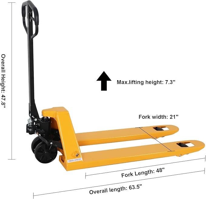 Manual Pallet Jack Industrial Hand Pallet Truck 48" Lx21'' W Forks 5500Lbs - Image 3