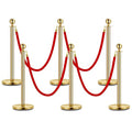 6PCS Gold Stanchion Post, 5 Ft Red Velvet Rope Stainless Steel Crowd Control by Unknown