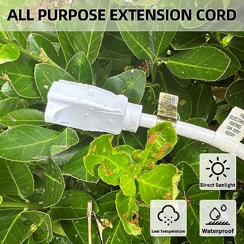 YOJOE Indoor Outdoor Extension Cord, 3 Prong 13A Weatherproof Power Cord, 16 Gauge Heavy Duty 6 ft White Extension Cord for Garage, Garden and Home, 16/3 SJTW UL Listed - Image 3