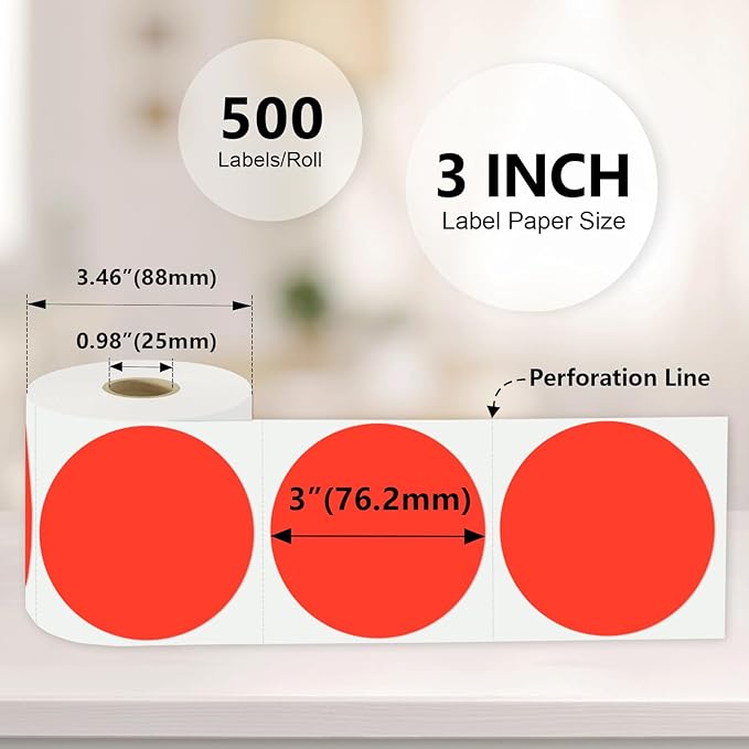3 X 3 Inch Color Coding Dot Labels Circle Thermal Printable Waterproof 500 Pcs - Image 3
