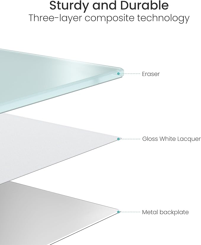 VUSIGN Glass Dry Erase Board for Wall, Large Frameless Mounted White Board Dry - Image 3