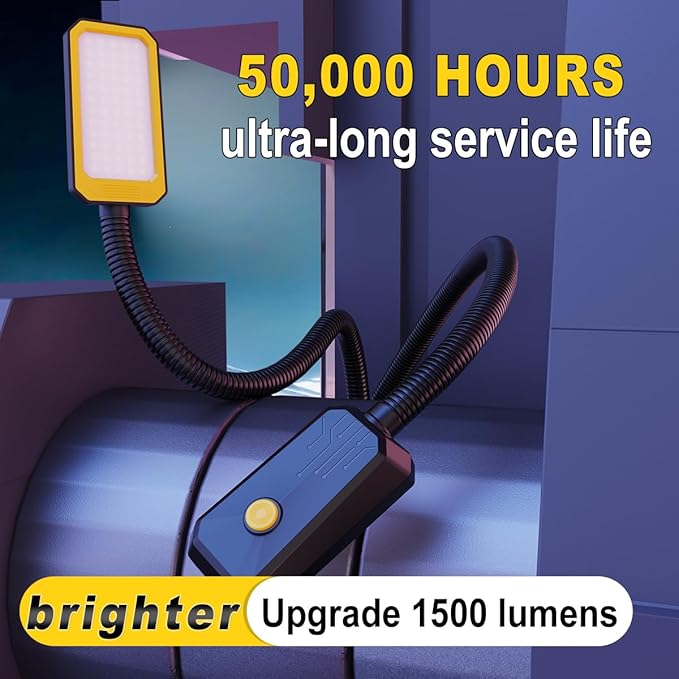 20" LED Gooseneck Work Light 1500LM, Adjustable Machine Lamp w/Screw Mount Base - Image 7