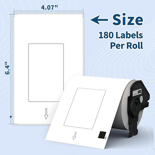 12 Rolls 2160 Labels for Brother DK 1247, 4.07"x6.4" Compatible Die-Cut Wide - Image 2