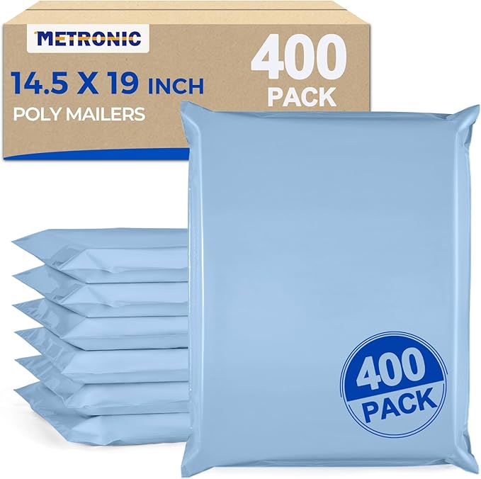 Metronic Poly Mailers 14.5x19 400pcs, Large Shipping Bags by METRONIC