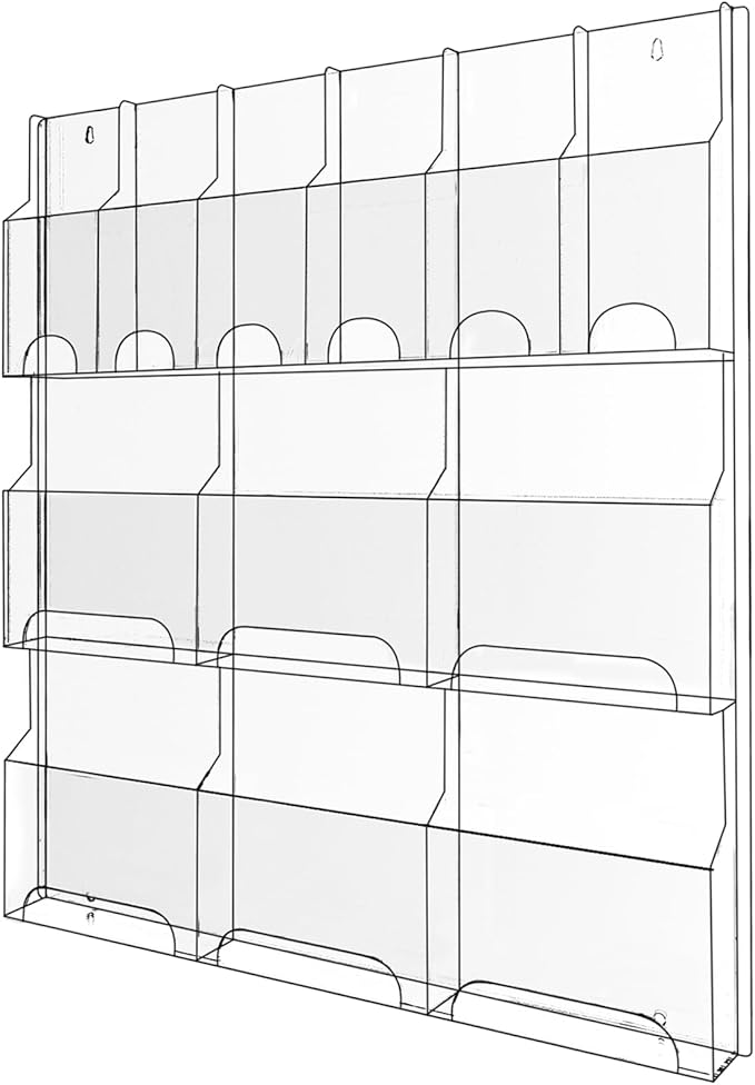 Acrylic Brochure Pamphlet Holder, 6 Magazine Holders and 6 Pamphlet Holders by Nalwort