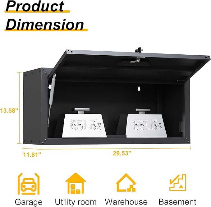 Metal Wall Cabinet with Up-flip Door, Lockable Steel Wall Mounted Storage - Image 3