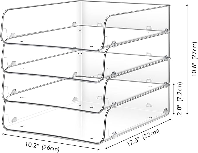 Stackable Paper Trays, 4 Tier Desk File Organizer, Document Letter Tray - Image 4