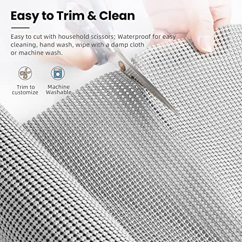 BAGAIL Non-Adhesive Shelf Liner, Thick Strong Grip Drawer Liners for Kitchen Cabinets, Heavy-Duty Easy Cut Cabinet Liners for Shelves, Pantry, Bathroom Cupboards - 17.5" x 20FT, LightGrey - Image 4