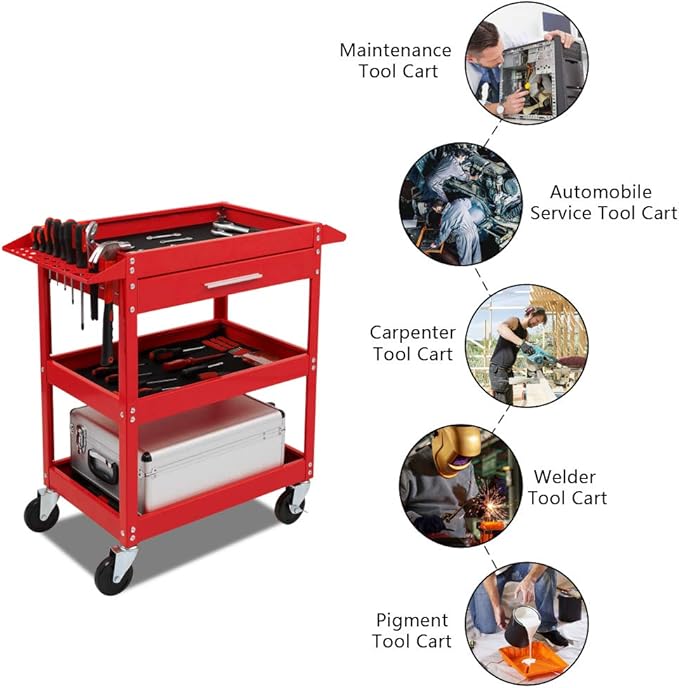 TUFFIOM 3 Tier Rolling Tool Cart - Image 5