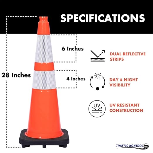 3 Pack 28" Inch Orange Traffic Safety Cones - Image 2