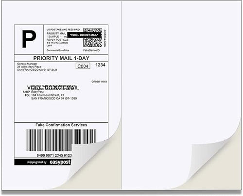 2000 Half Sheet Self Adhesive Shipping Labels by BESTEASYLABELPRINTER