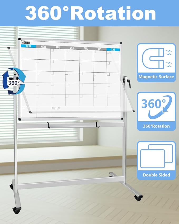 XBoard Magnetic Mobile Whiteboard, Double Sided Magnetic Dry Erase White Board - Image 3