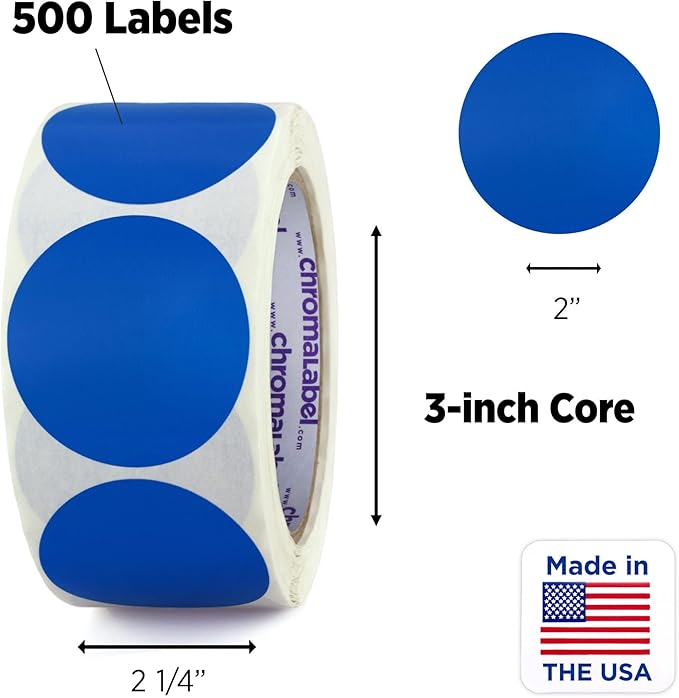 ChromaLabel 2 Inch Round Label Removable Color Code Dot Stickers, High - Image 3