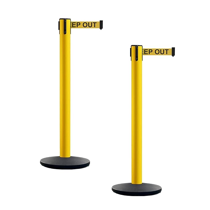 Crowd Control Warehouse CCW Set of 2 Dual Retractable Belt Barrier Stanchion by Crowd+Control+Warehouse