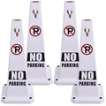 BESEA 4PCS White No Parking Cone White Caution 4 Sided No Parking Cone Reserved by BeSea