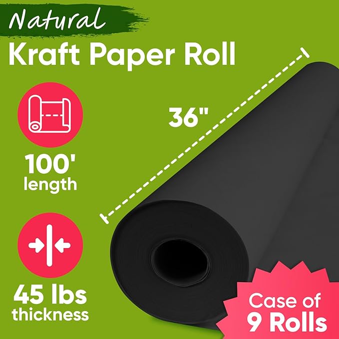 36" x 1200" Black Kraft Paper, 45 lbs Thickness, Kraft Paper - Image 2