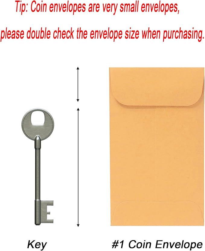 500 PCS #1 Coin Envelopes, 2-1/4” x 3-1/2” inches Brown Kraft Envelopes Classic - Image 2