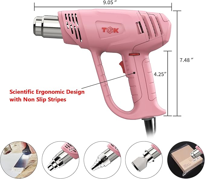 Heat Gun, TGK® 1800W Heavy Duty Hot Air Gun Kit 122℉~1202℉ Dual Temperature - Image 4